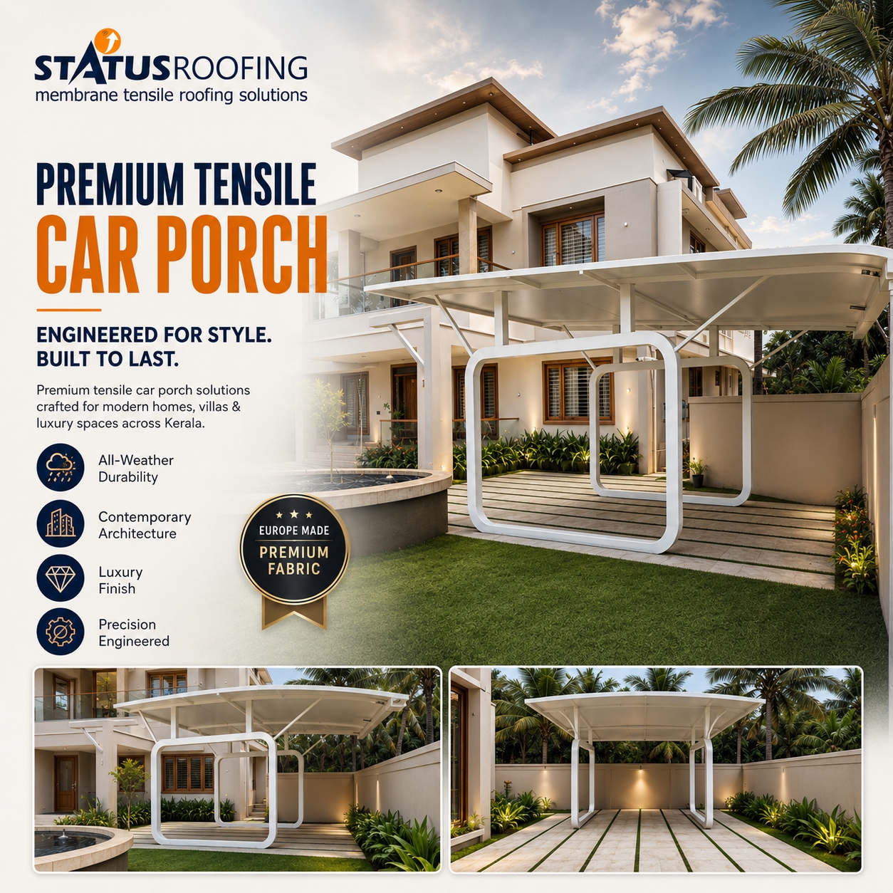 Single Pillar Car Porch Status Roofing